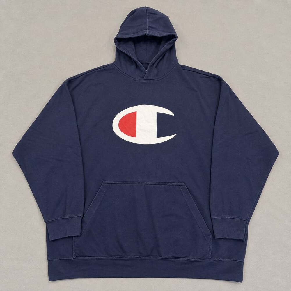 Champion Big C Logo Hoodie Size 4XLT Navy Blue Pullover Sweatshirt